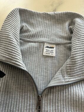 Avia Light Gray Ribbed Quarter-Zip Pullover XXXL (22)